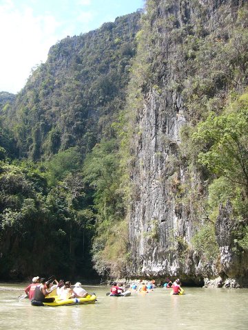 kayakers inside hong